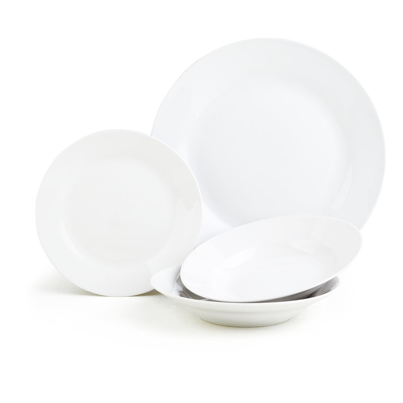 Wayfair Basics Everyday White 12 Piece Dinnerware Set, Service for 4